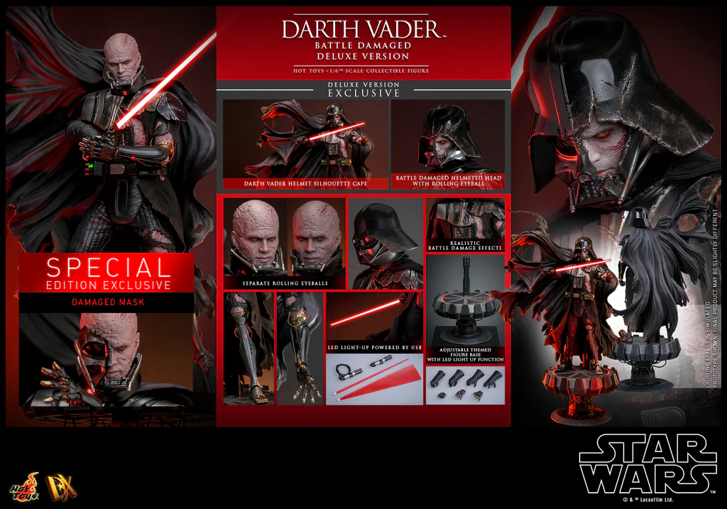 In stock! Hot Toys DX45B Darth Vader (Battle Damaged) Deluxe Version SPECIAL EDITION 1/6th scale