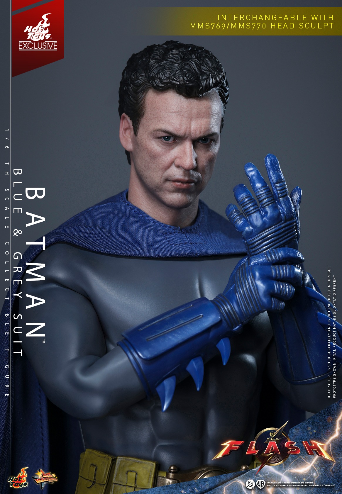 In stock! Hot Toys MMS834 The Flash: Batman (Blue & Grey Suit) 1/6 Scale Collectible Figure