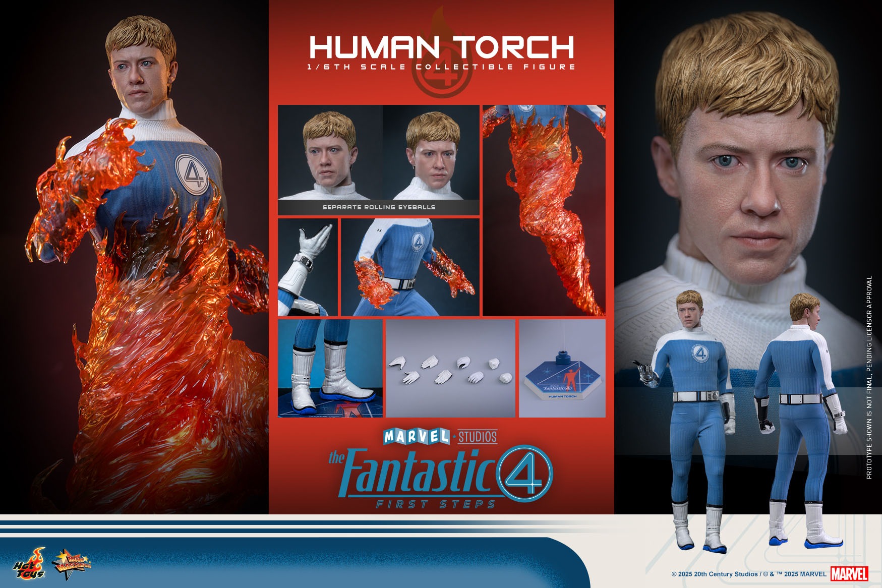 Pre order! Hot Toys Human Torch MMS829 Fantastic Four: First Steps Johnny Storm 1/6 Figure