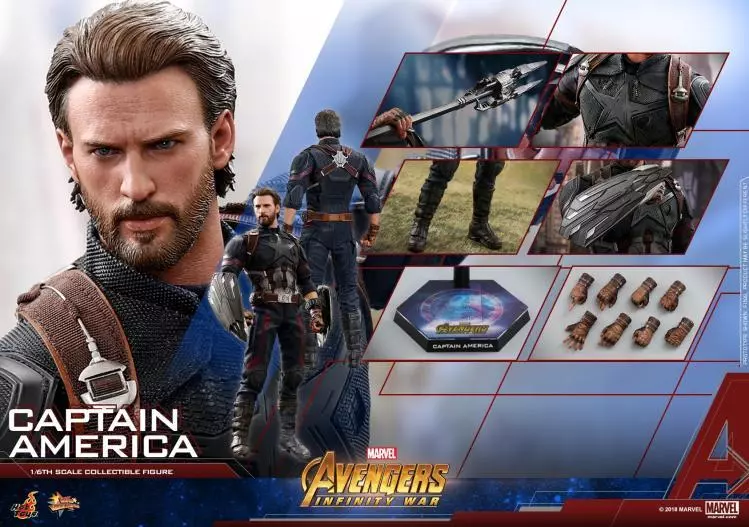 Hot Toys MMS480 Avengers 3 Infinity War Captain America 1/6 Figure Toy