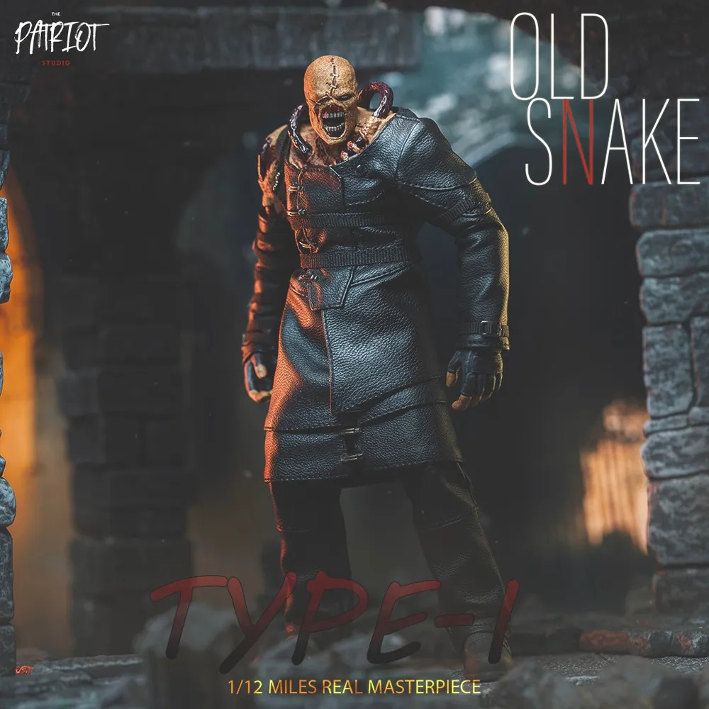 Pre-order! Patriot Studio PA020A Old Snake Type-I All-Black Leather Jacket 1/12 Scale Action Figure