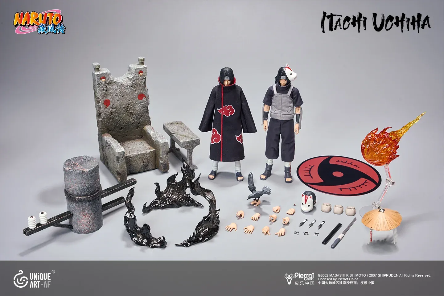 Pre order! UNiQUE ART Uchiha Itachi Naruto Shippuden 1/12 Action Figure Dual set Deluxe edition