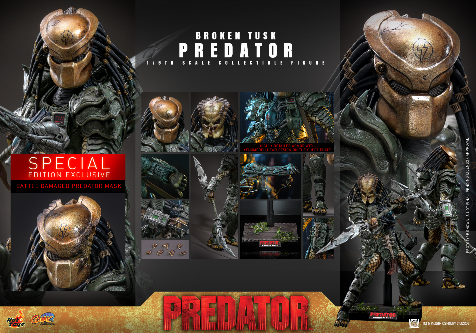 Pre order! Hot Toys CMS029B Predator 1/6 scale Broken Tusk Predator Collectible Figure