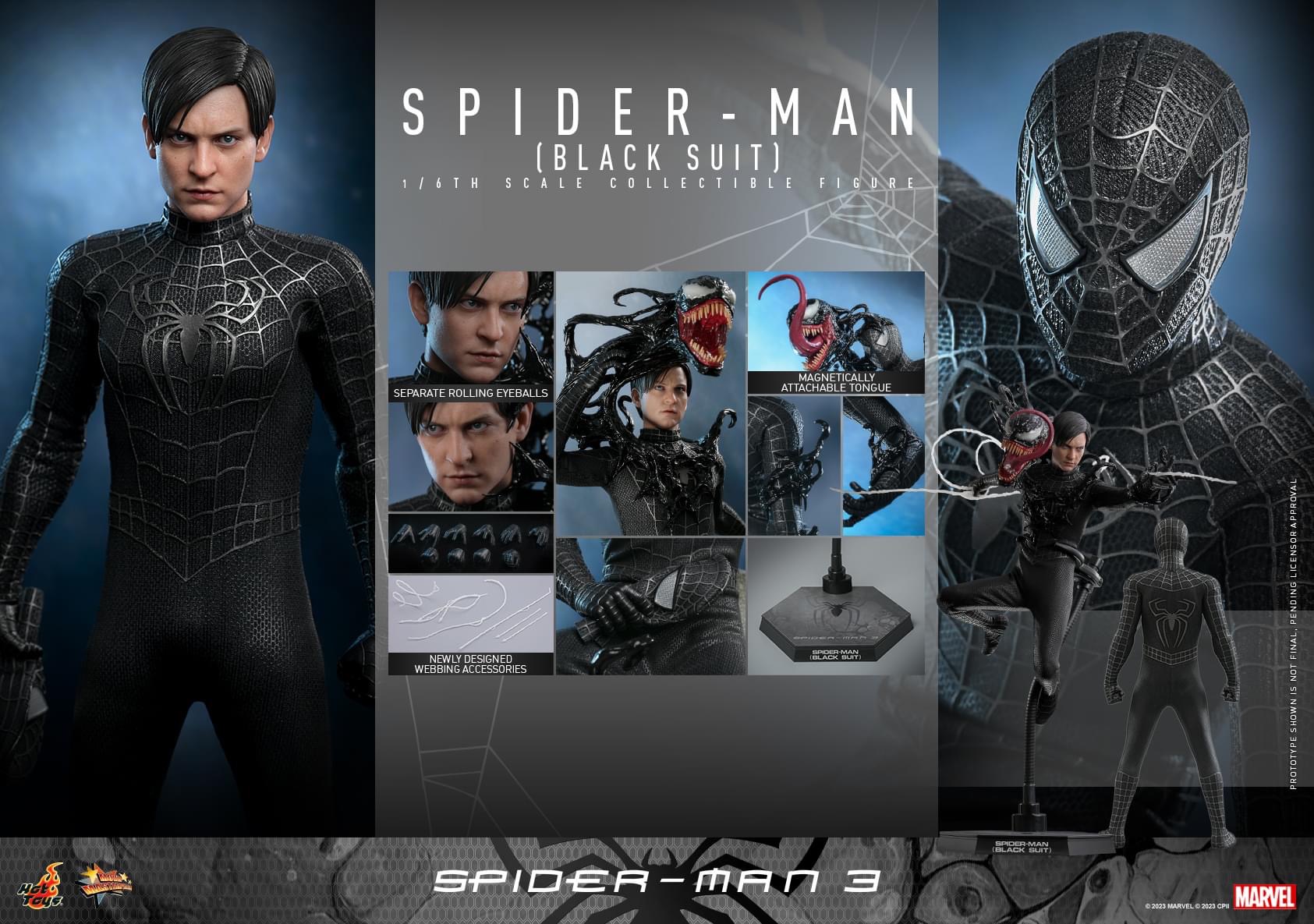 In Stock! Hot Toys MMS727 Standard Version Spider-Man 3 Black Suit venom