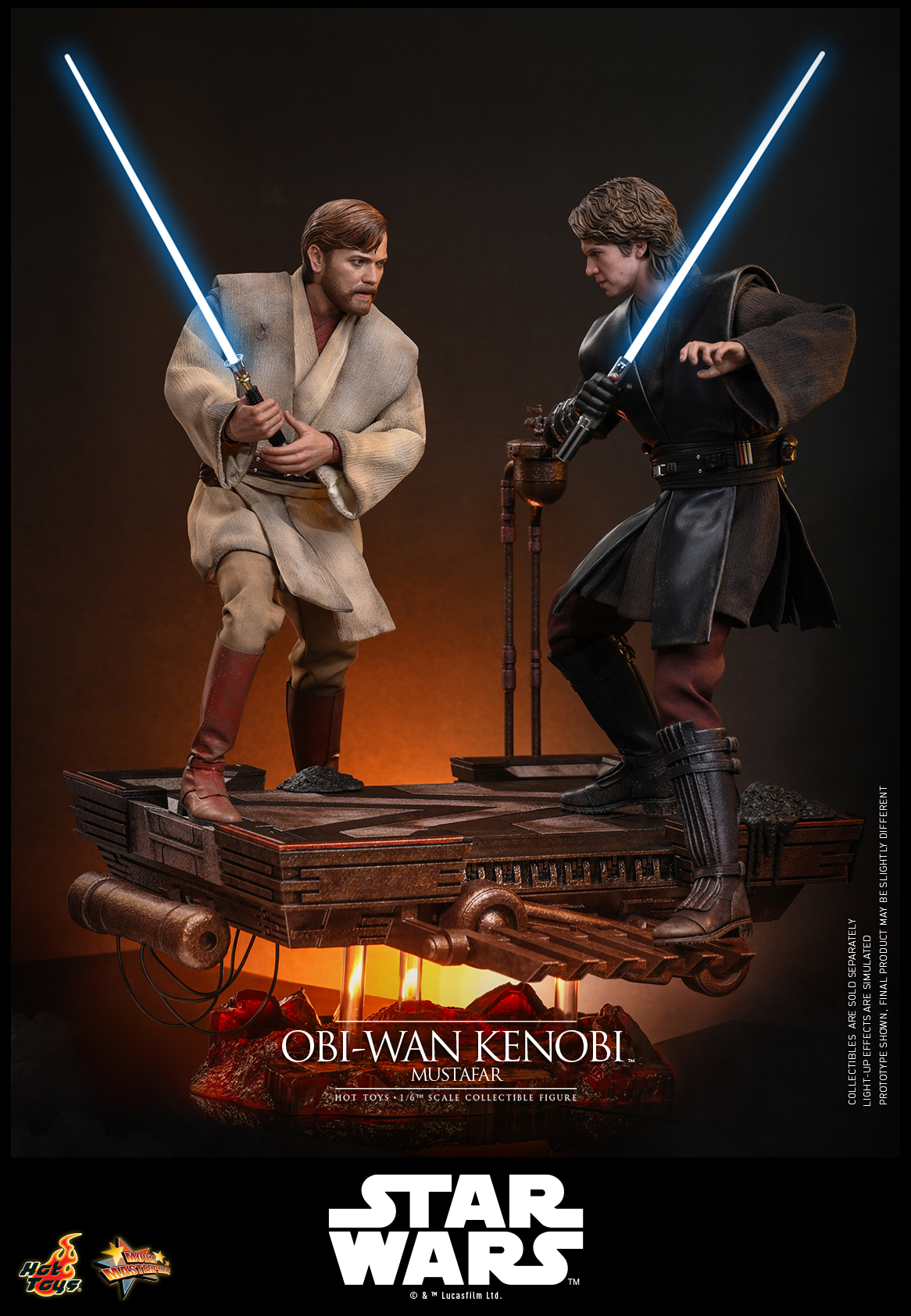 Discount bundle! Hot Toys Anakin Skywalker + Obi-Wan Kenobi (Mustafar) Star Wars: Revenge of the Sith 1/6 scale Collectible Figure