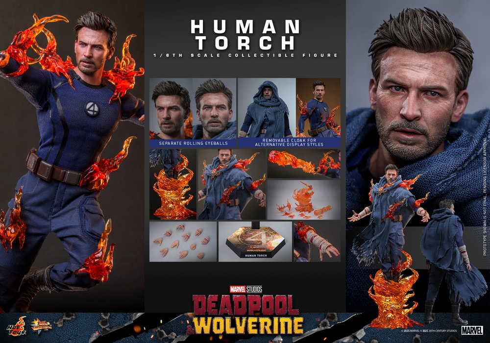 In stock! Hot Toys MMS789 Human Torch Deadpool & Wolverine 1/6 Collectible Figure