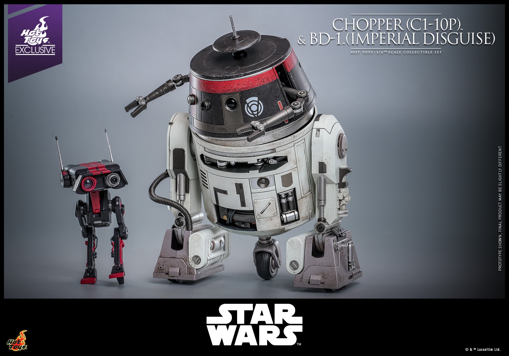 In Stock! Hot Toys Chopper (C1-10P) & BD-1 (Imperial Disguise) (TMS152) 1/6 Scale Figure