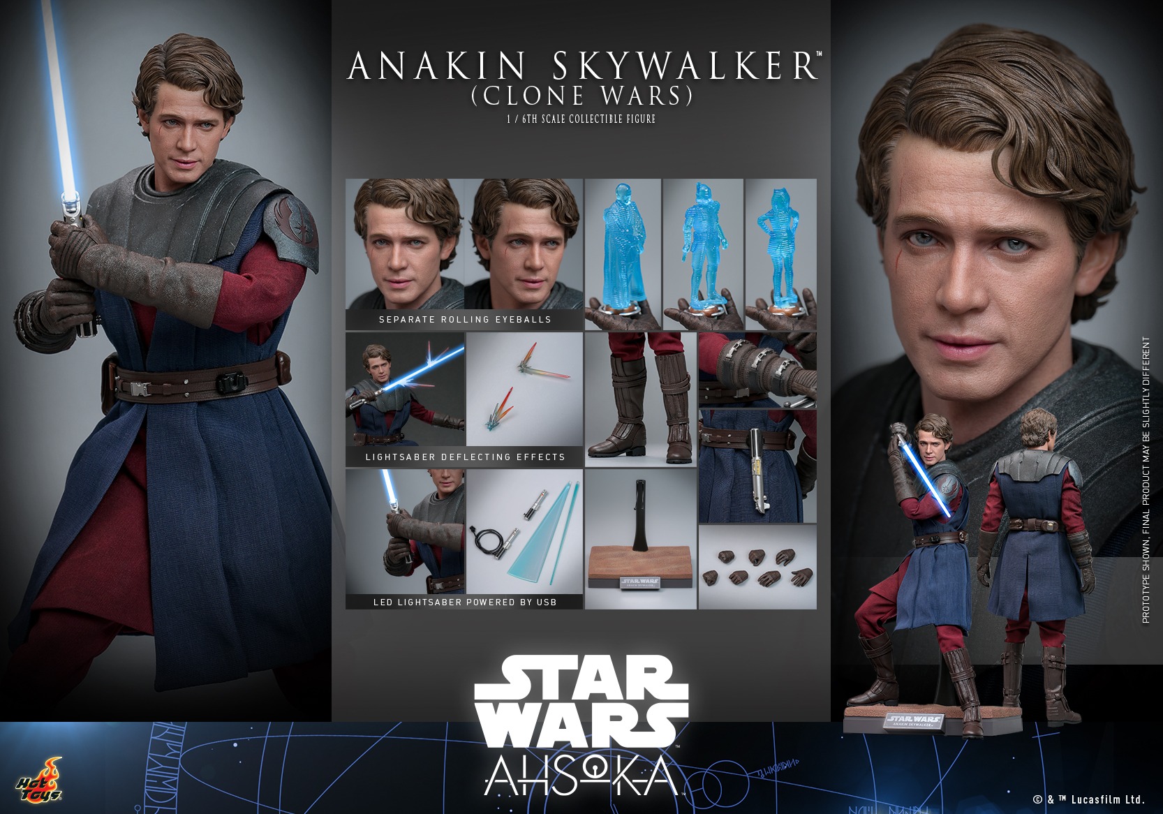 In Stock! Hot Toys Anakin Skywalker Clone Wars TMS129 1/6 Scale Figure