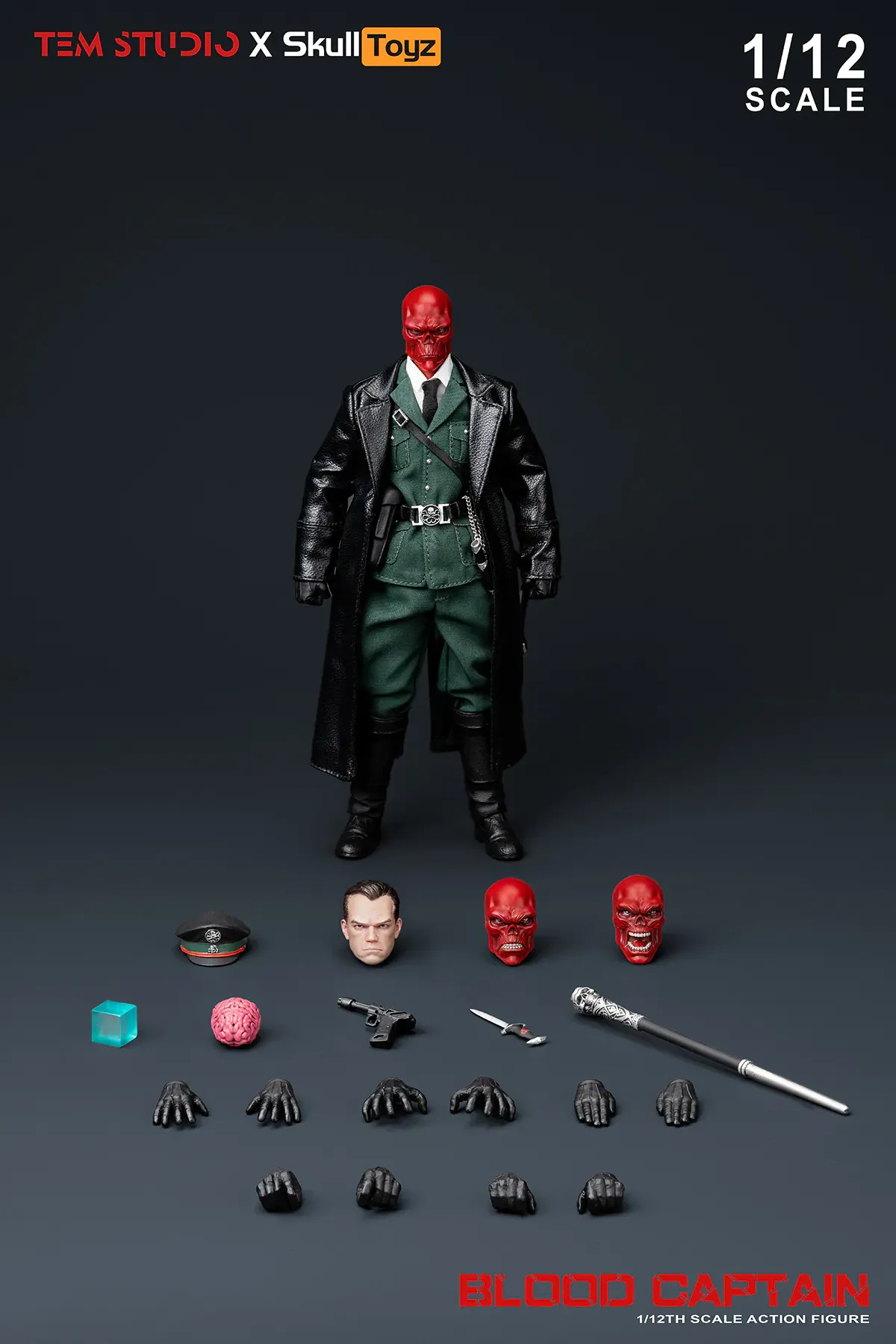 Pre order! TEM STUDIO x Skull Toyz TEMS007A Blood Captain Green uniform Ver. Action Figure 