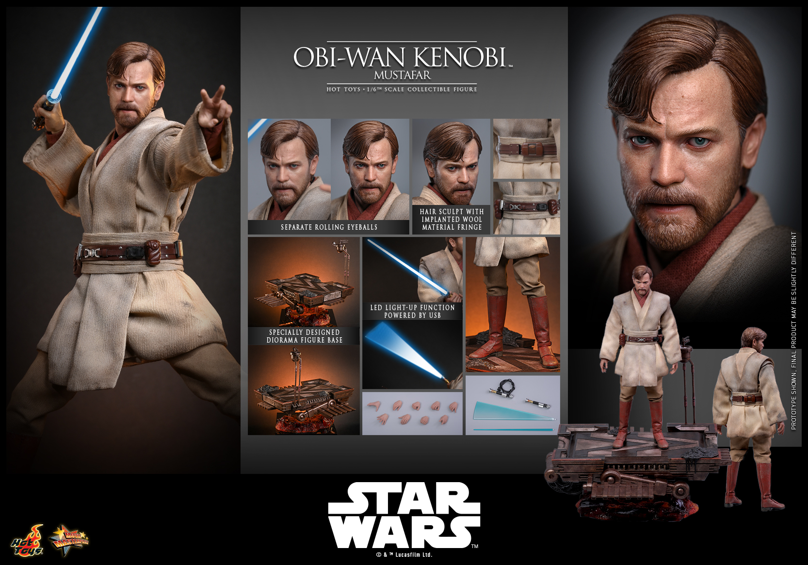 Discount bundle! Hot Toys Anakin Skywalker + Obi-Wan Kenobi (Mustafar) Star Wars: Revenge of the Sith 1/6 scale Collectible Figure