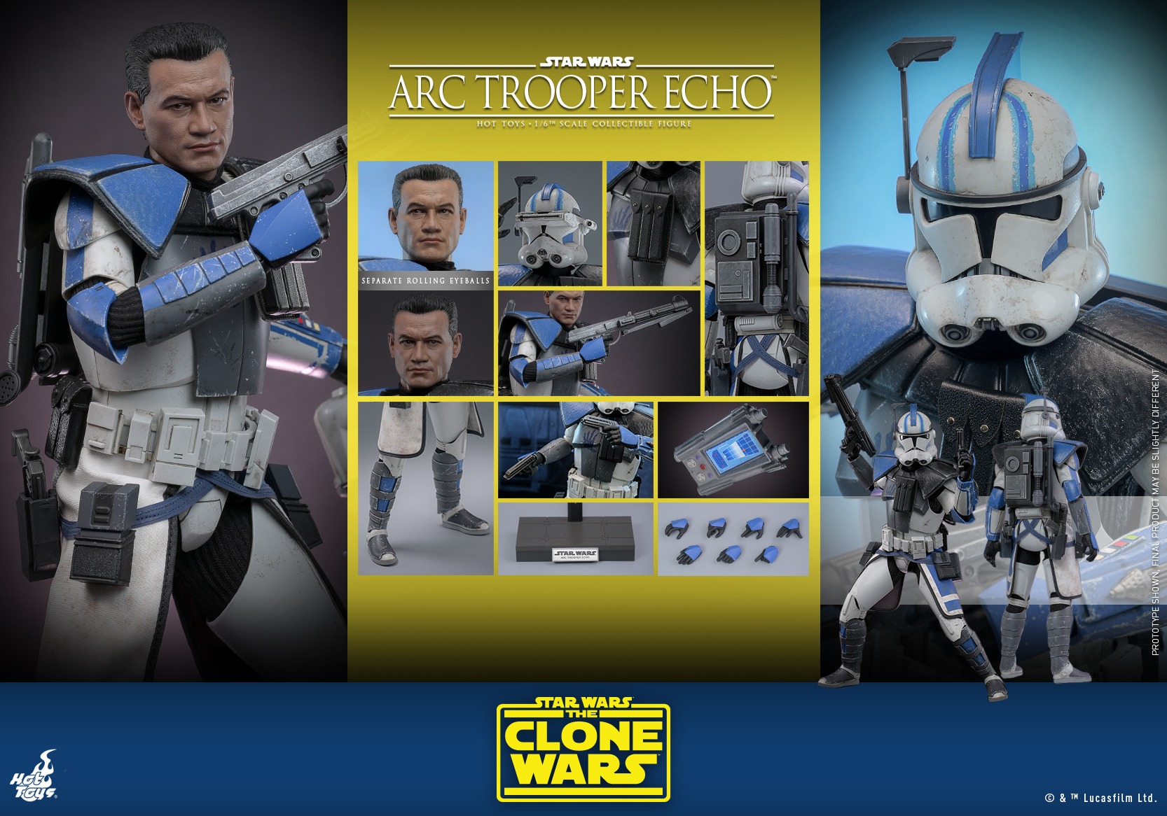In stock! Hot Toys TMS133 The Clone Wars ARC Trooper Echo 1/6 Scale Figure