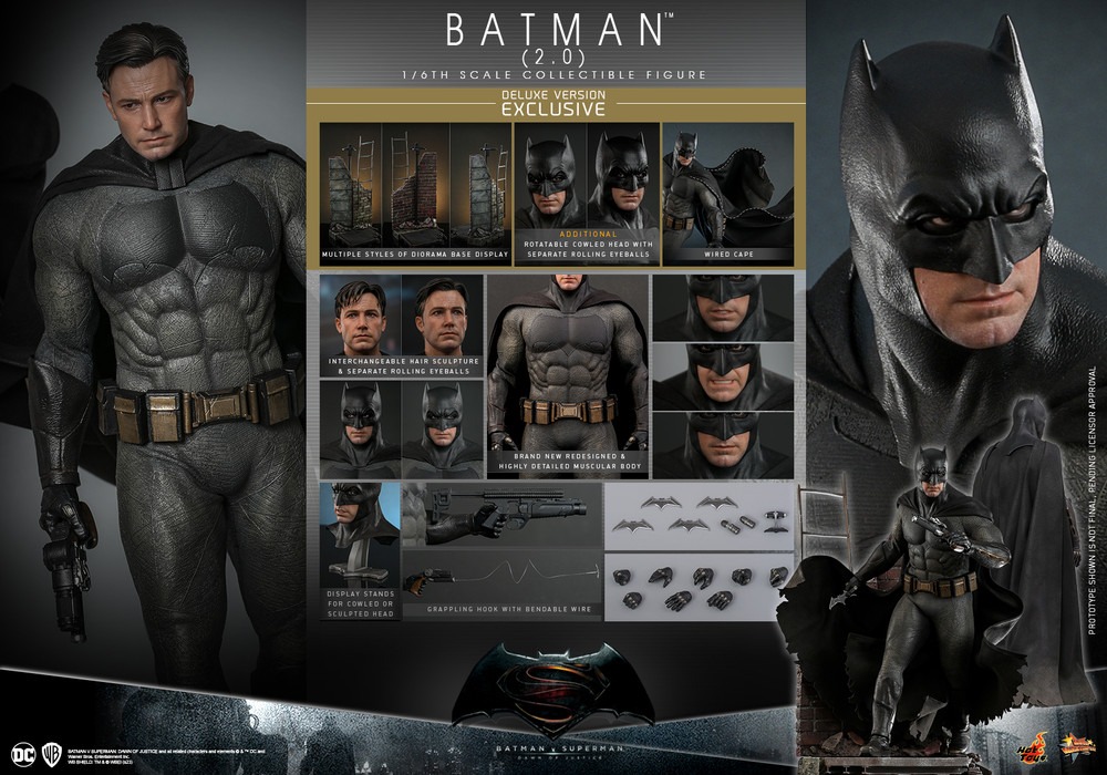 In Stock! Hot Toys MMS732 Batman (2.0) Batman v Superman: Dawn of Justice Deluxe Version