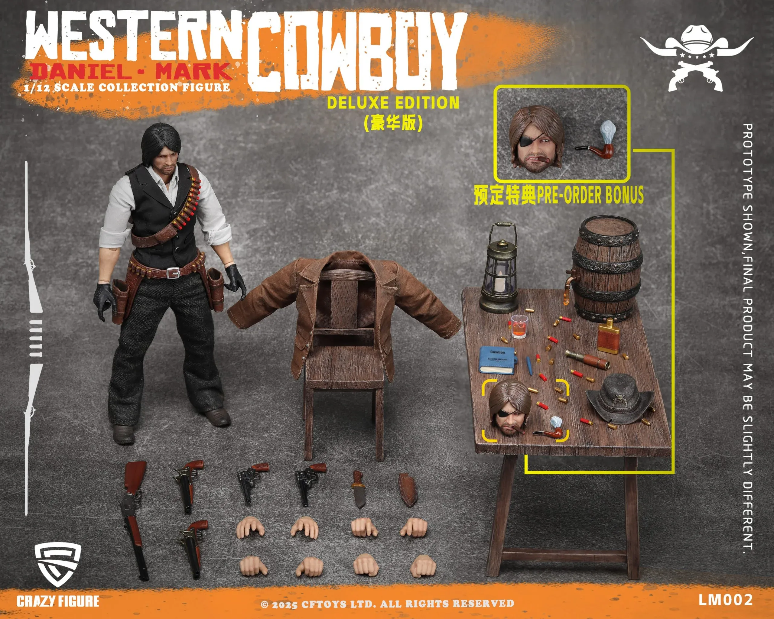 Pre order! CRAZY FIGURE LM002 Deluxe version Western Cowboy Daniel Mark 1/12 Action Figure