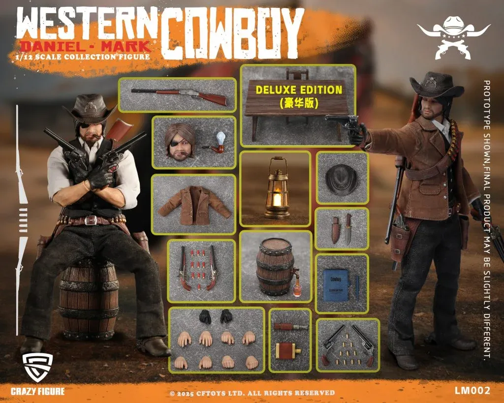 Pre order! CRAZY FIGURE LM002 Deluxe version Western Cowboy Daniel Mark 1/12 Action Figure