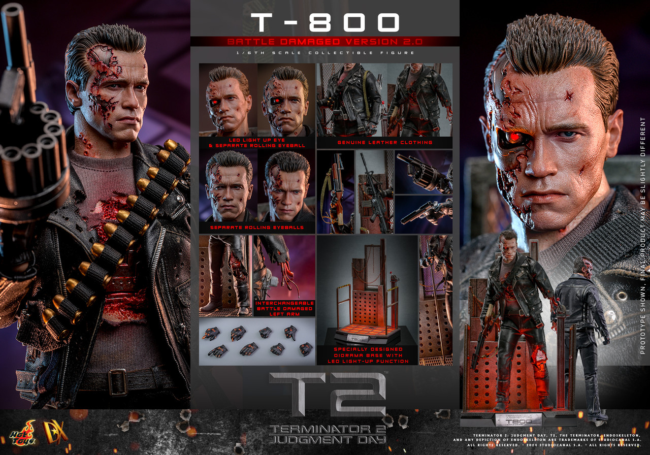 In stock! Hot Toys DX46 1/6 Terminator 2 Judgment Day T-800 Battle Damaged 2.0