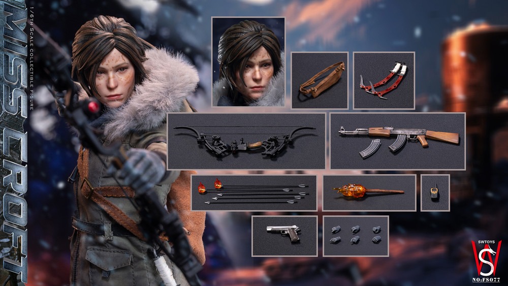 Pre order! Swtoys FS077B 1/6 Scale Miss Croft Battle Damaged Version