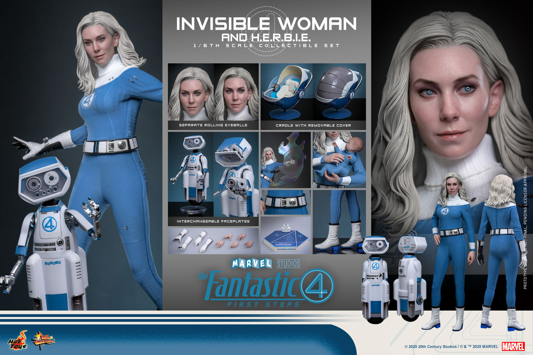 Pre order! Hot Toys MMS824 The Fantastic Four: First Steps 1/6th scale Invisible Woman and H.E.R.B.I.E. Collectible Set