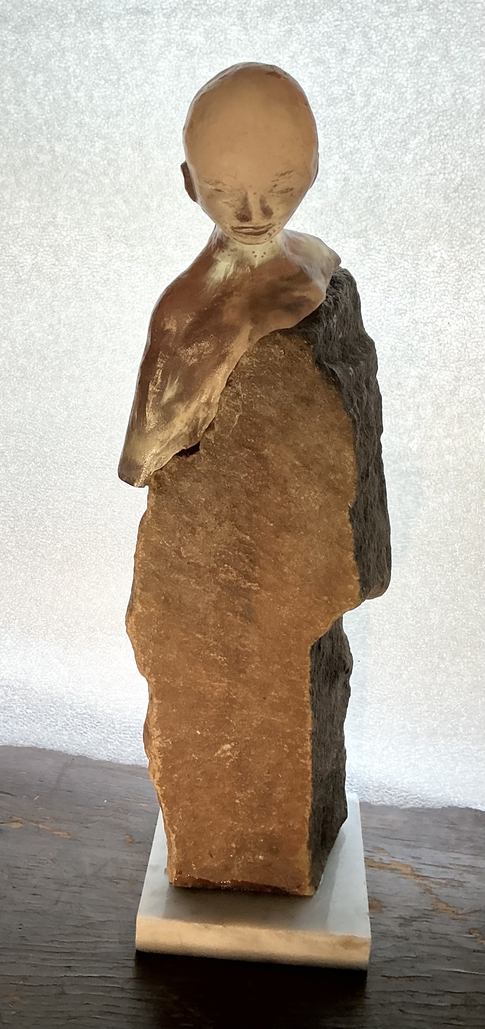 "A Pensive Mood," Glass and Stone Sculpture