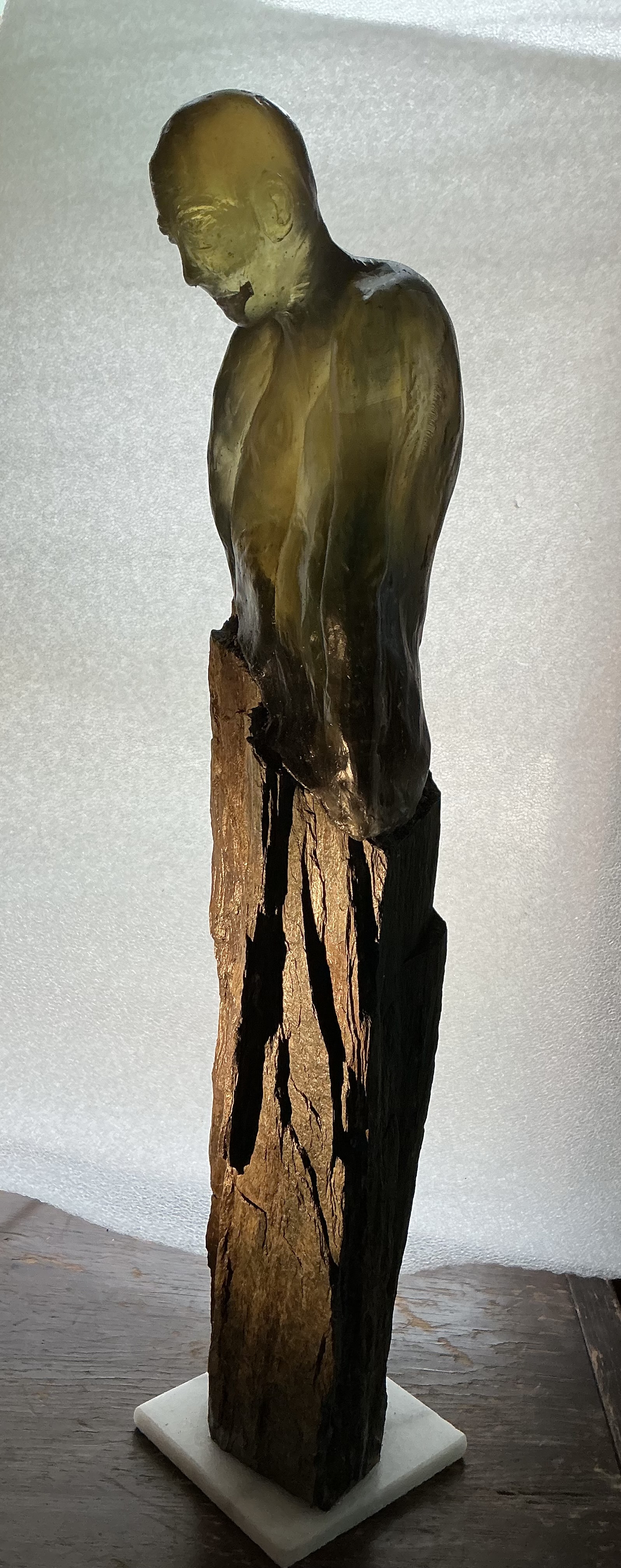 Abstract Glass and Stone Sculpture