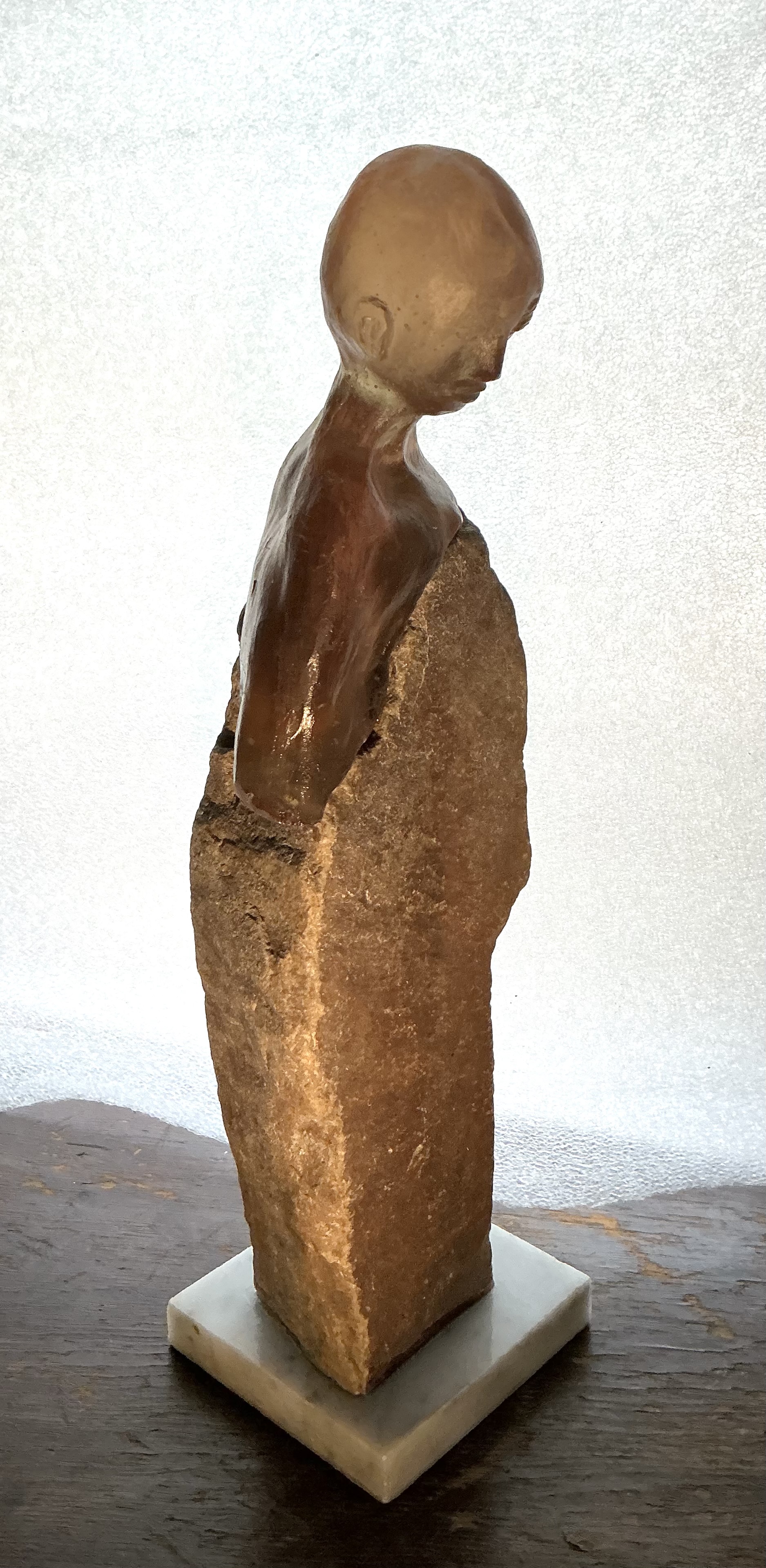 "A Pensive Mood," Glass and Stone Sculpture