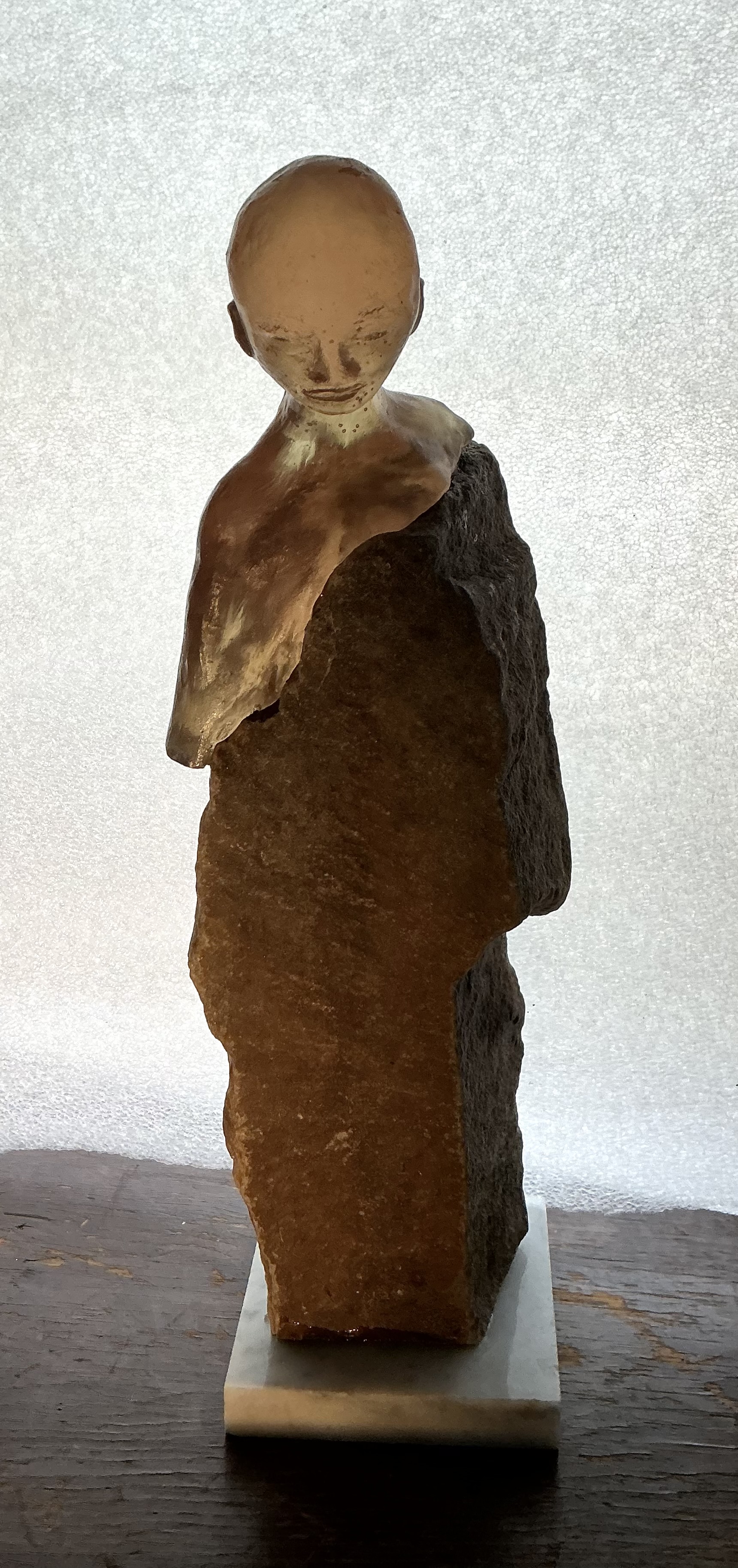 "A Pensive Mood," Glass and Stone Sculpture