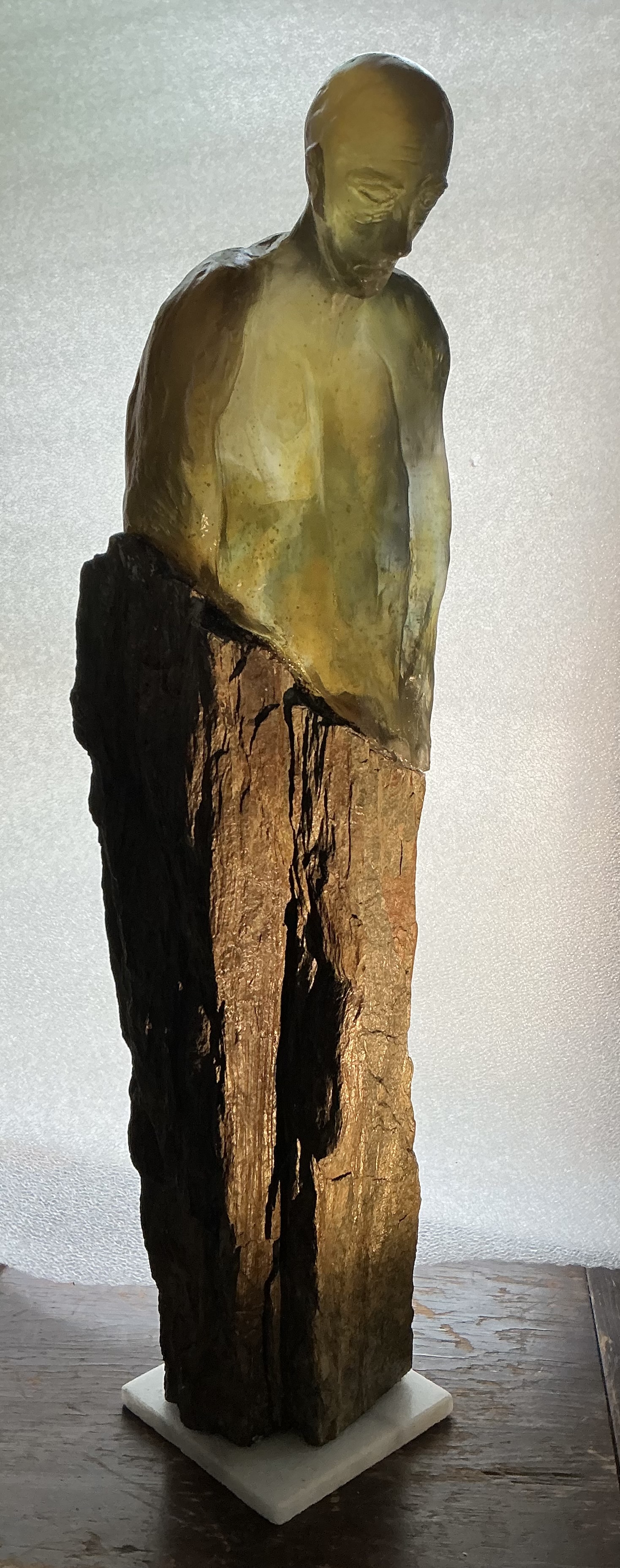 Abstract Glass and Stone Sculpture