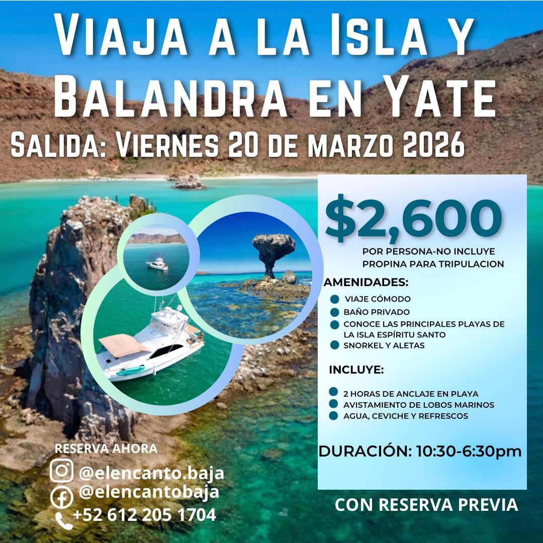 Viaja a la isla Balandra en yate
