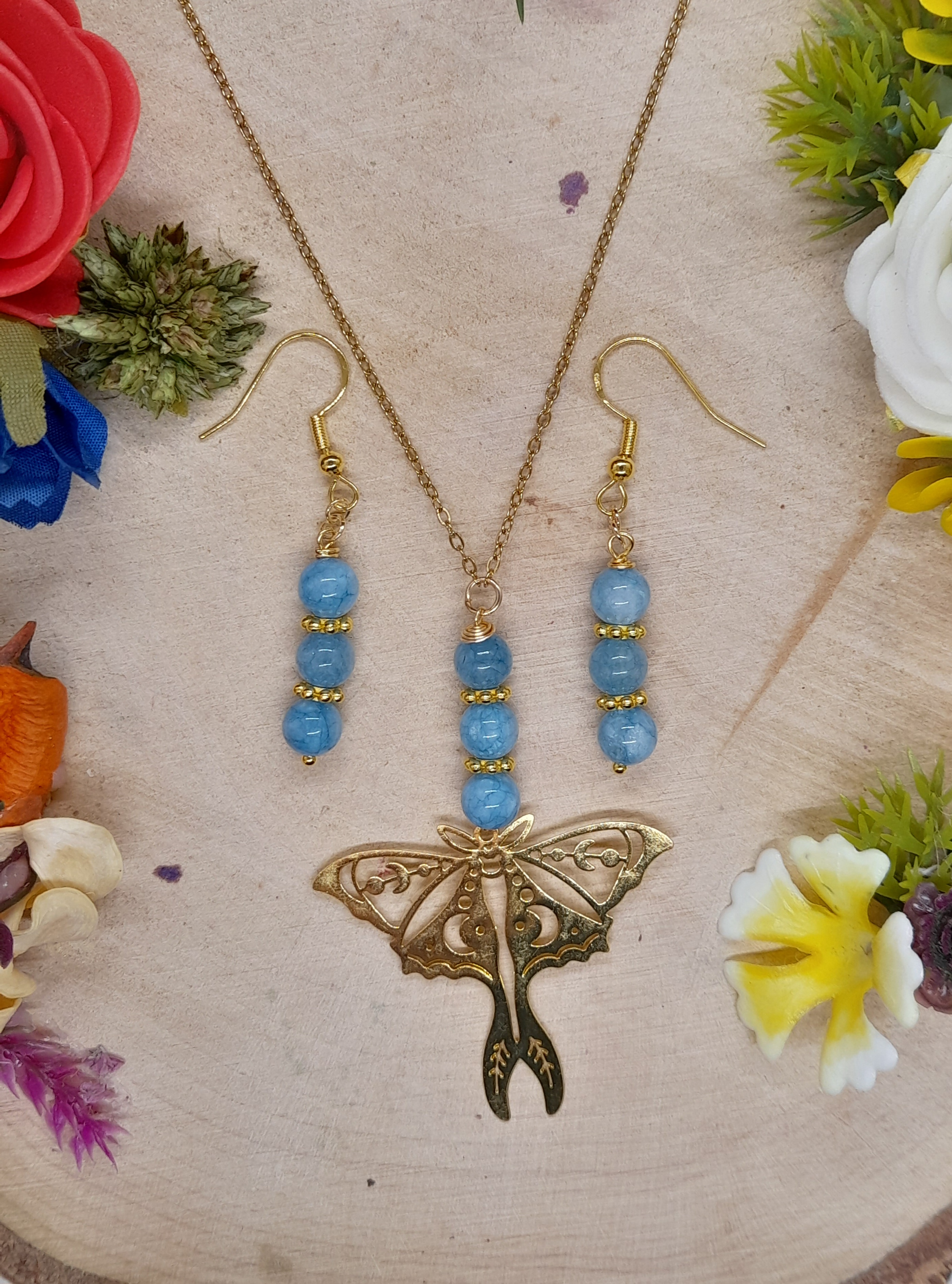 Parure bijoux aigue marine