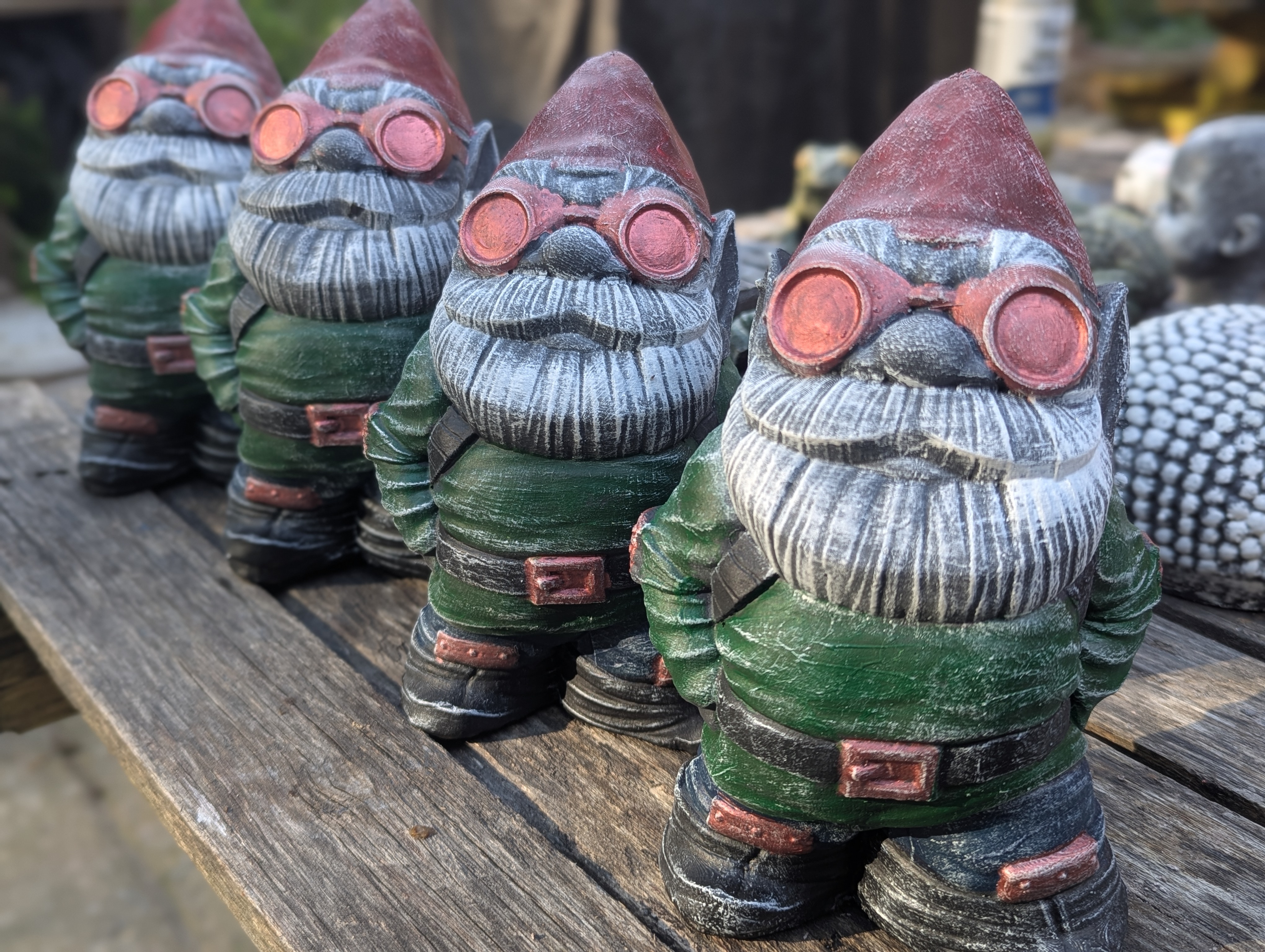 Cement Steampunk Gnome Garden Statue