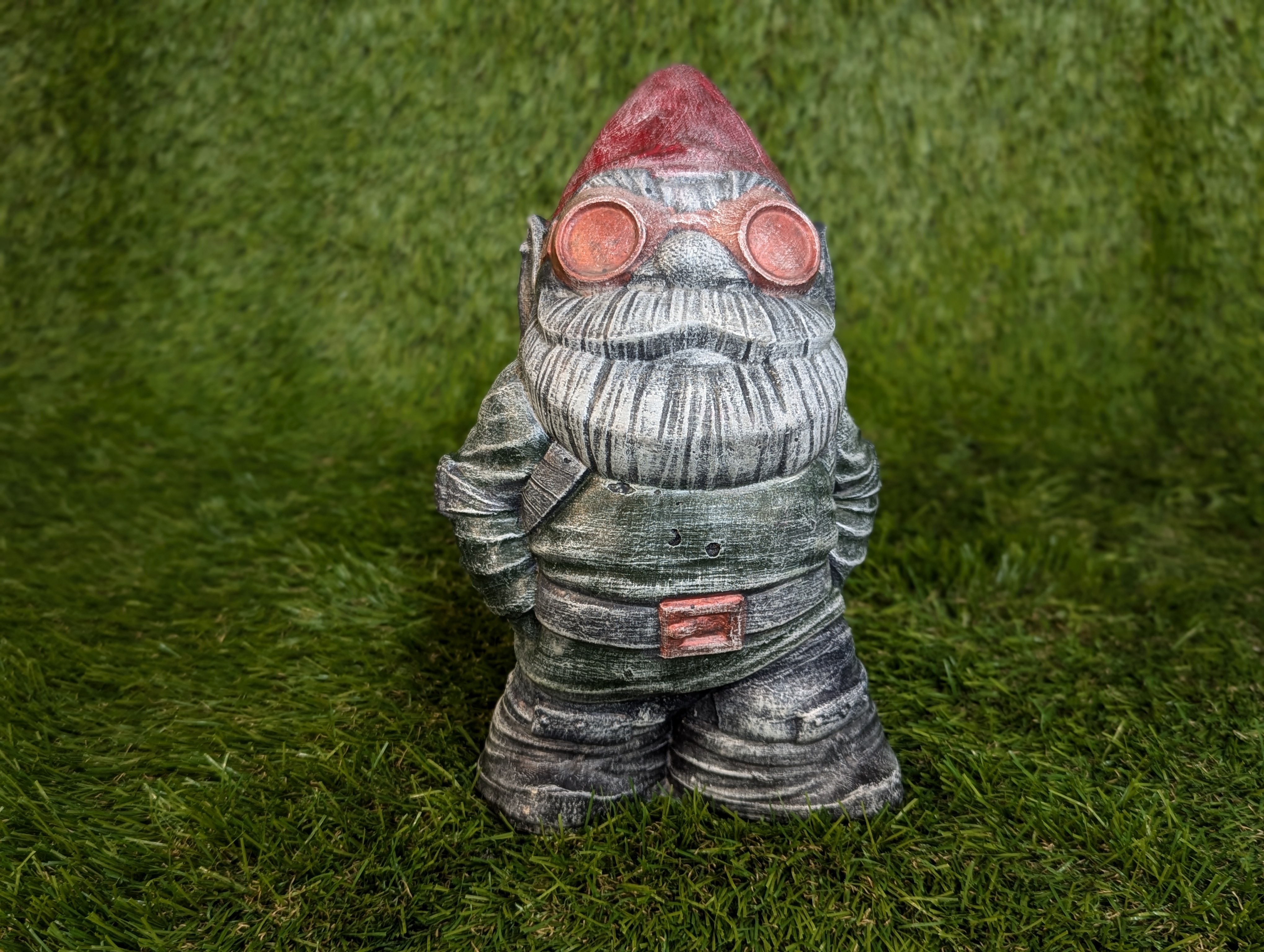 Cement Steampunk Gnome Garden Statue