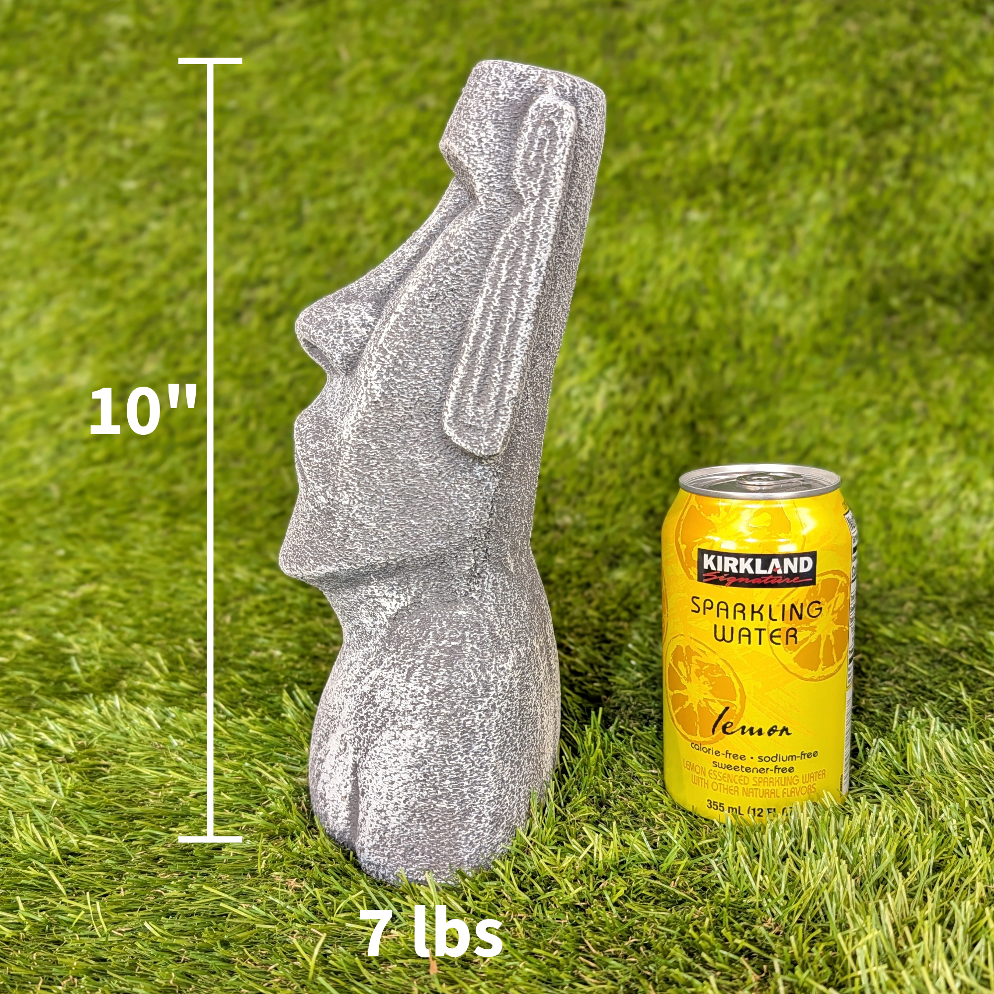 Grumpy Moai cement garden statue 10"