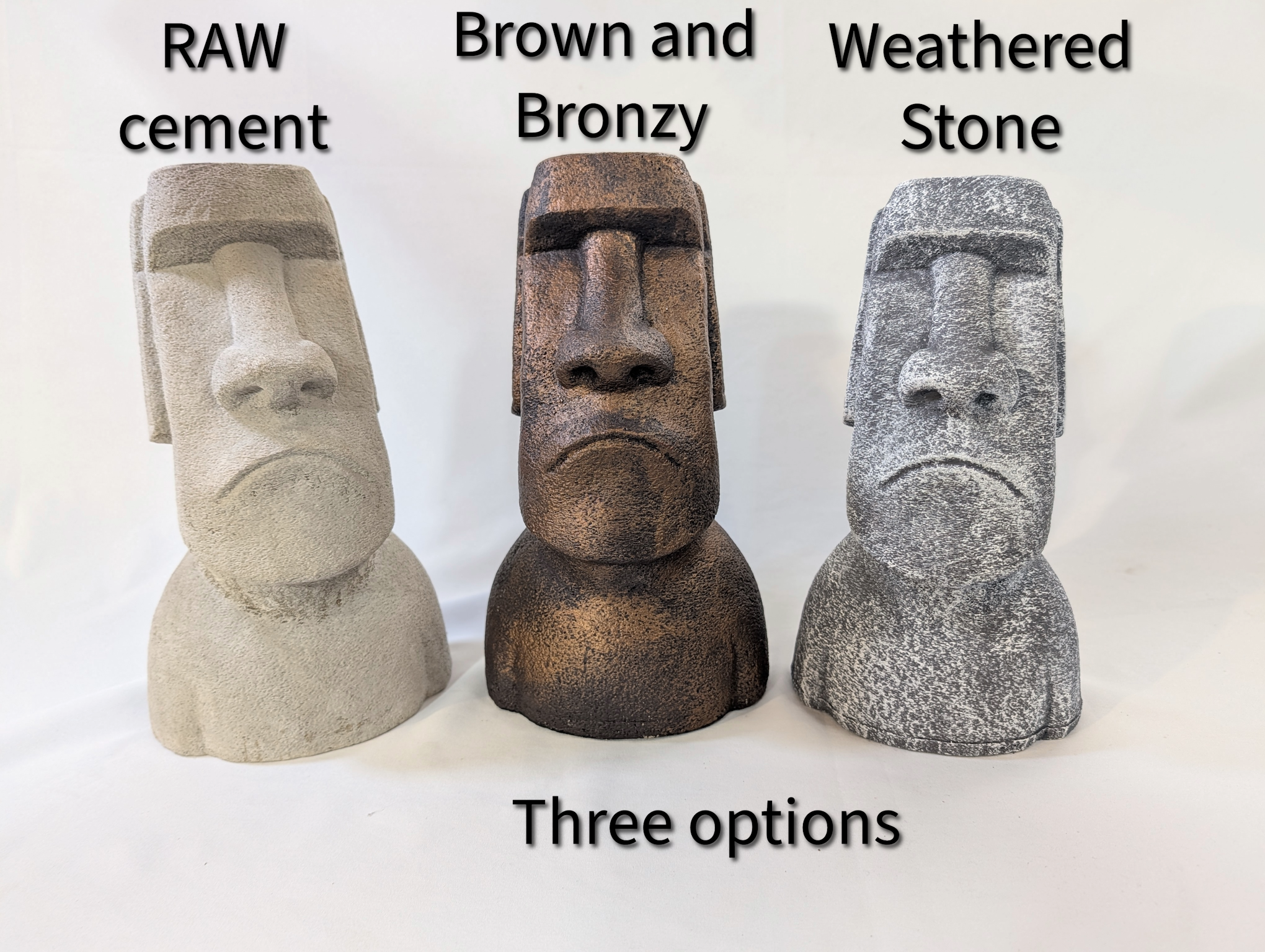 Grumpy Moai cement garden statue 10"