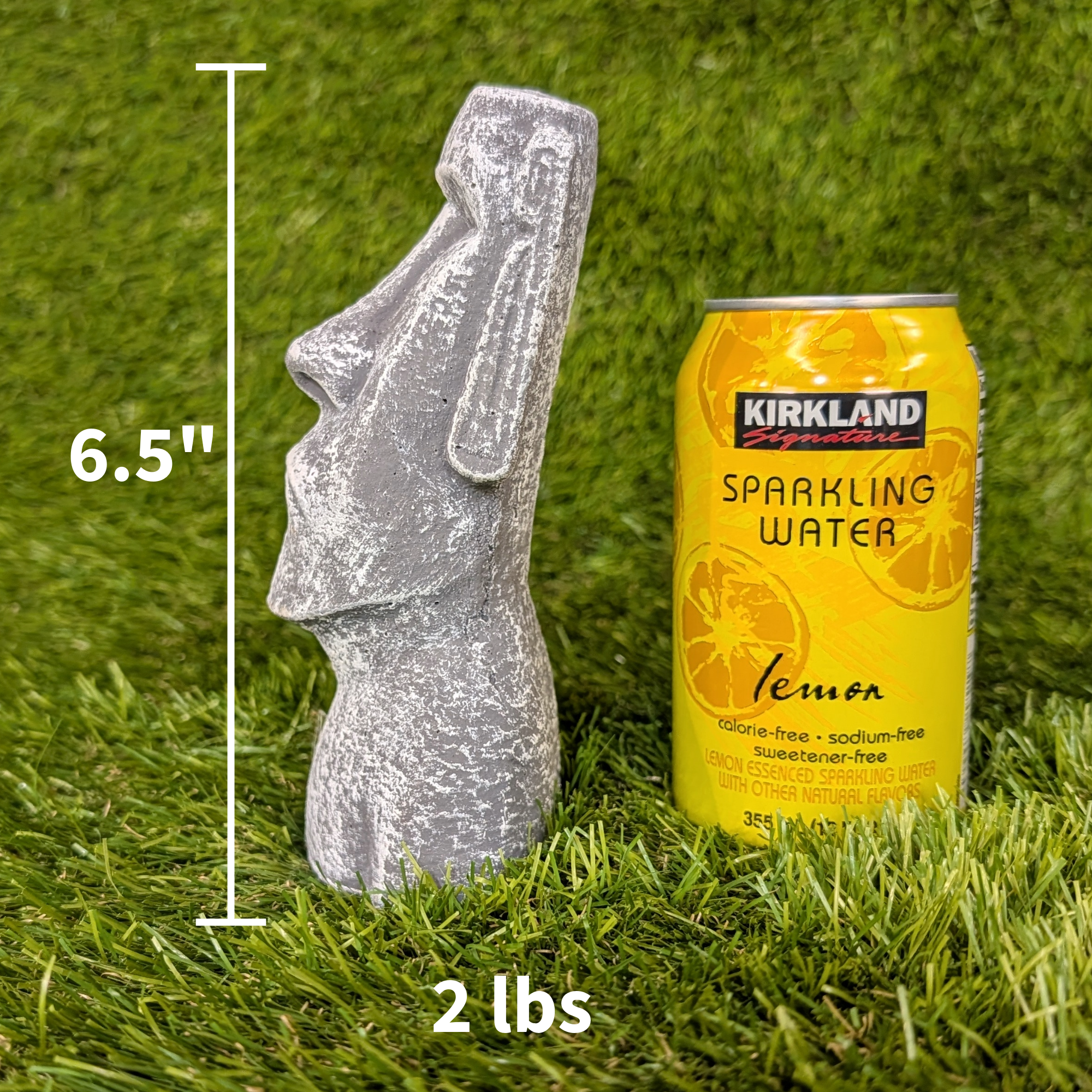 Cement Grumpy Moai Easter Island statue -  6" tall