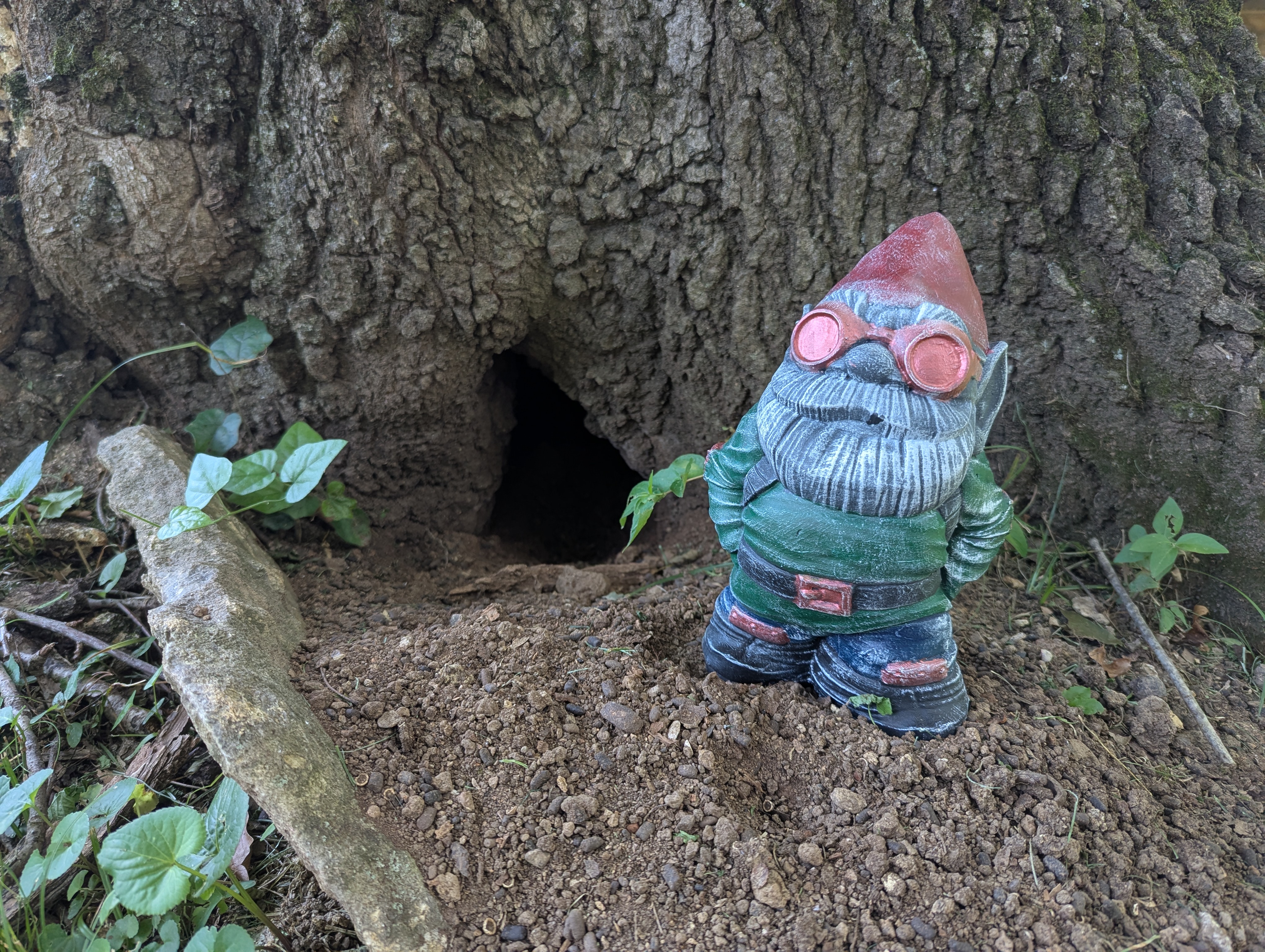 Cement Steampunk Gnome Garden Statue