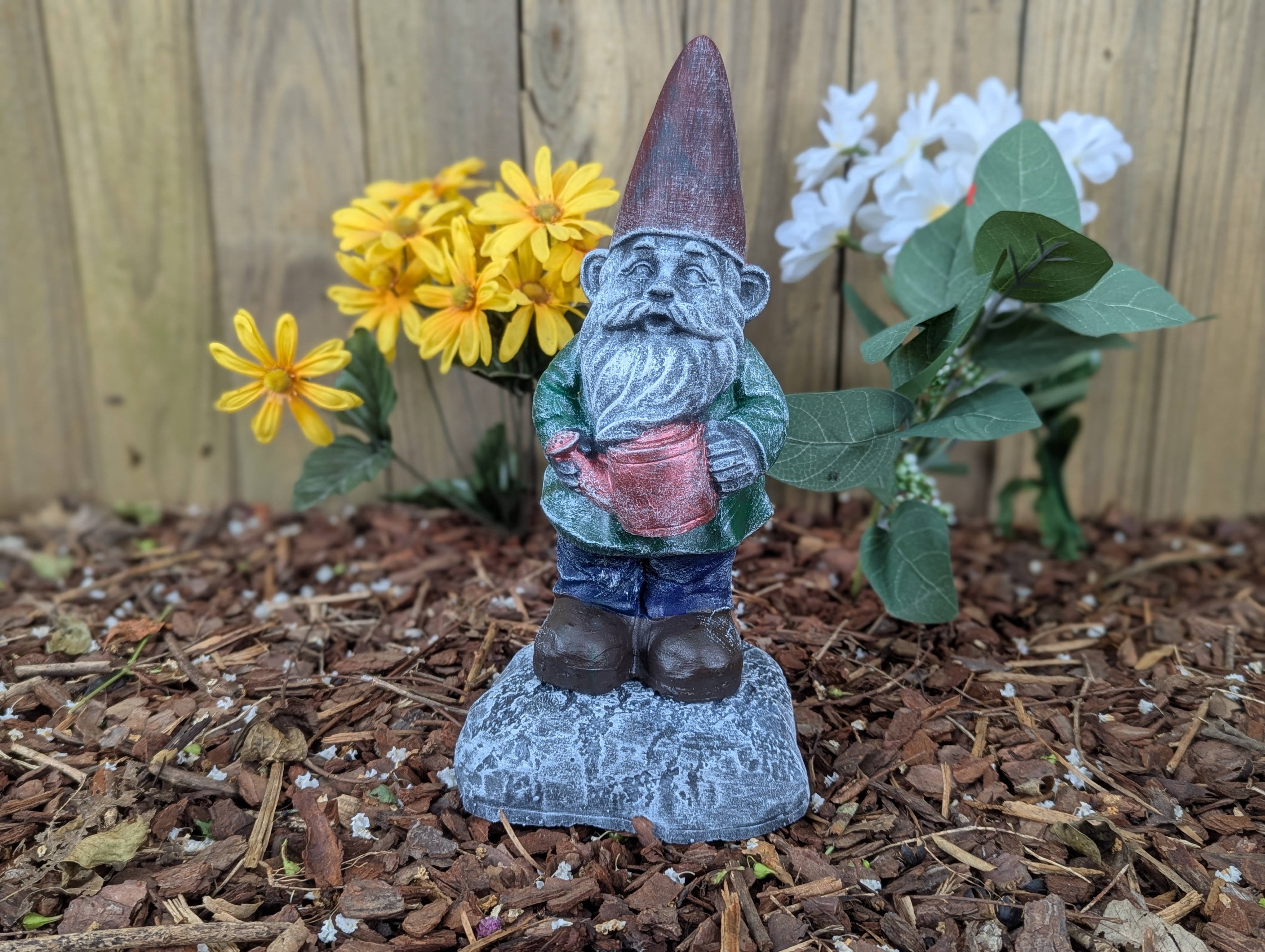 Cement Garden Gnome with Watering Can