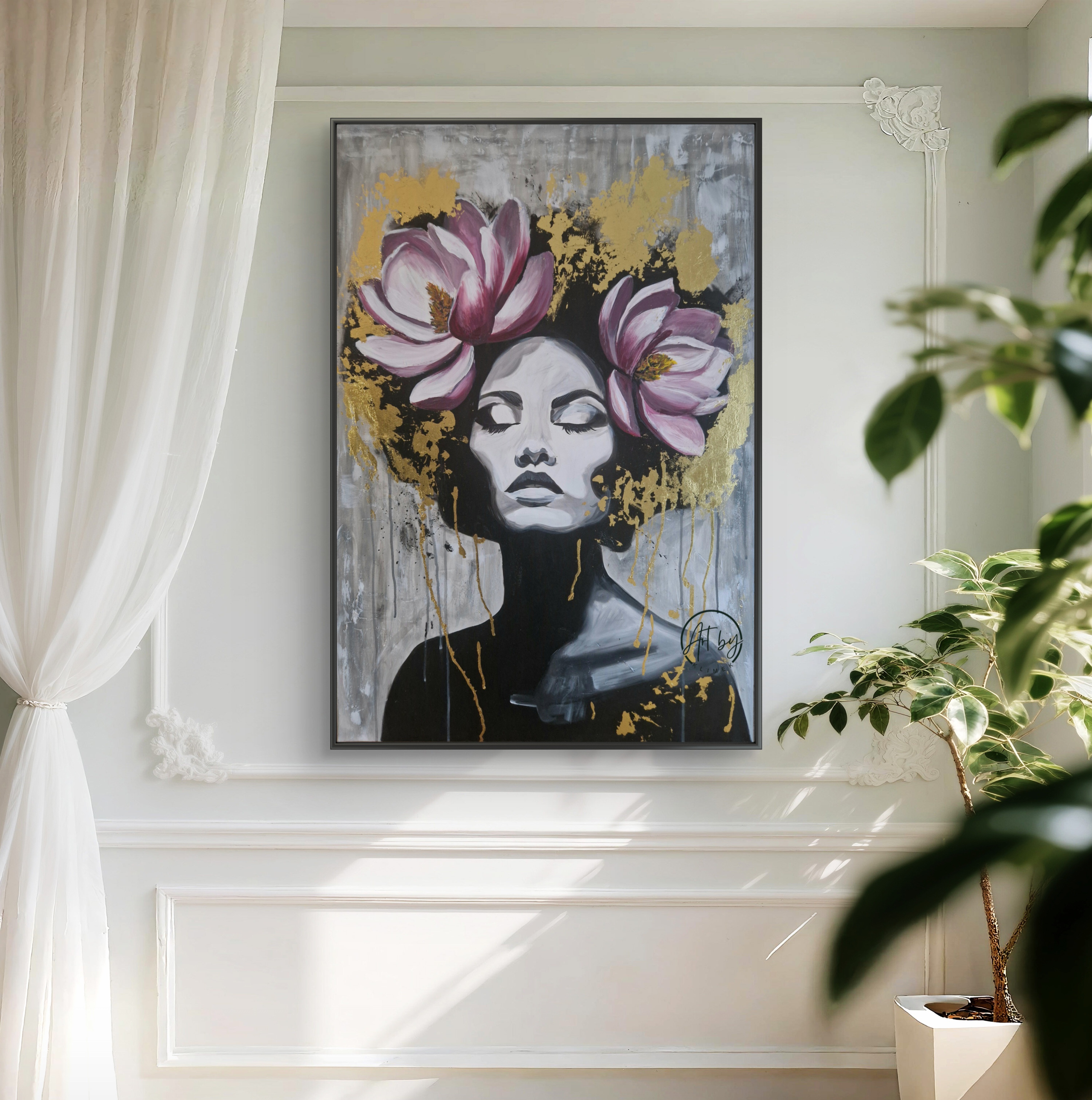 Obraz "Magnolie w złocie"