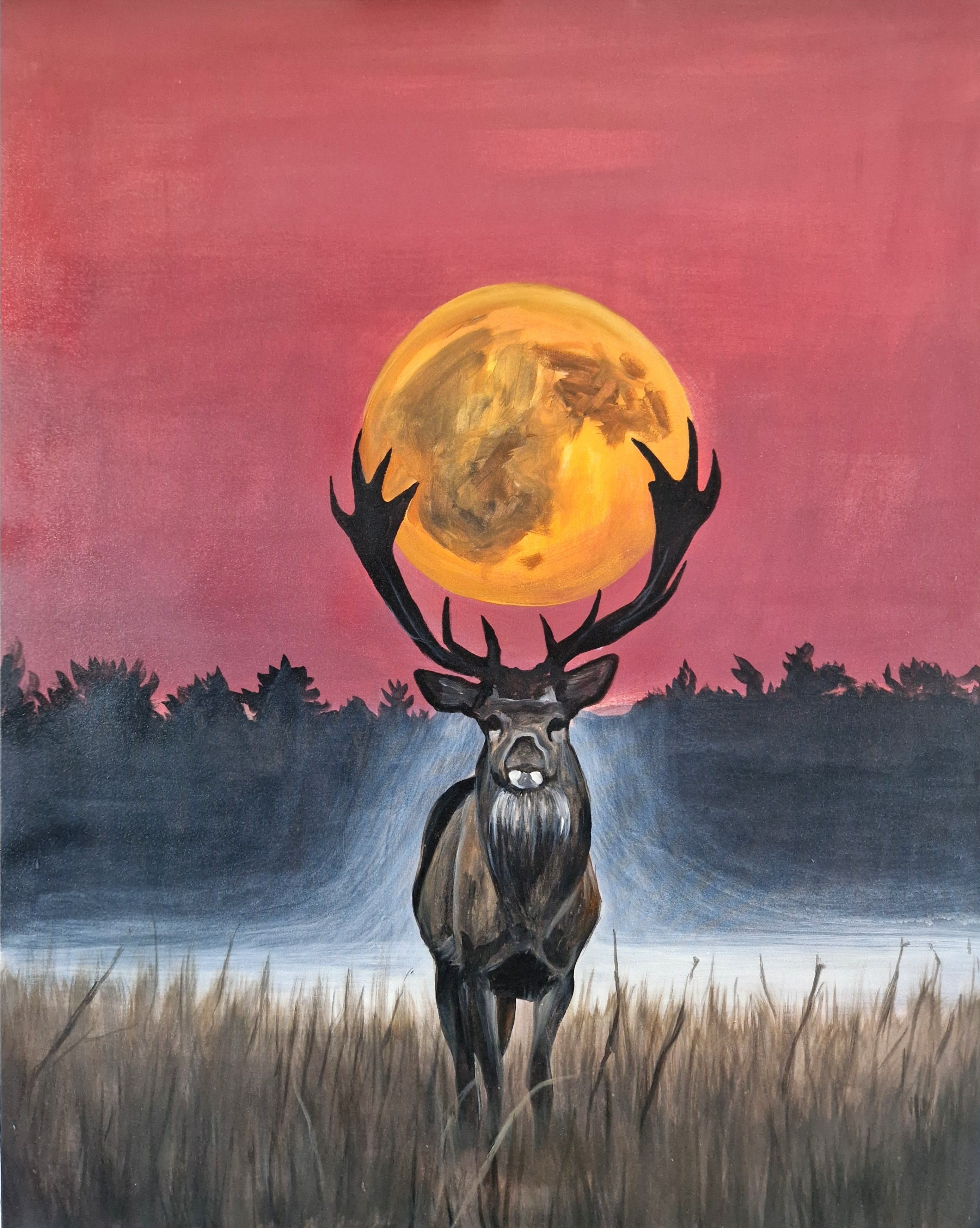 Obraz "Jeleń przy pełni księżyca"