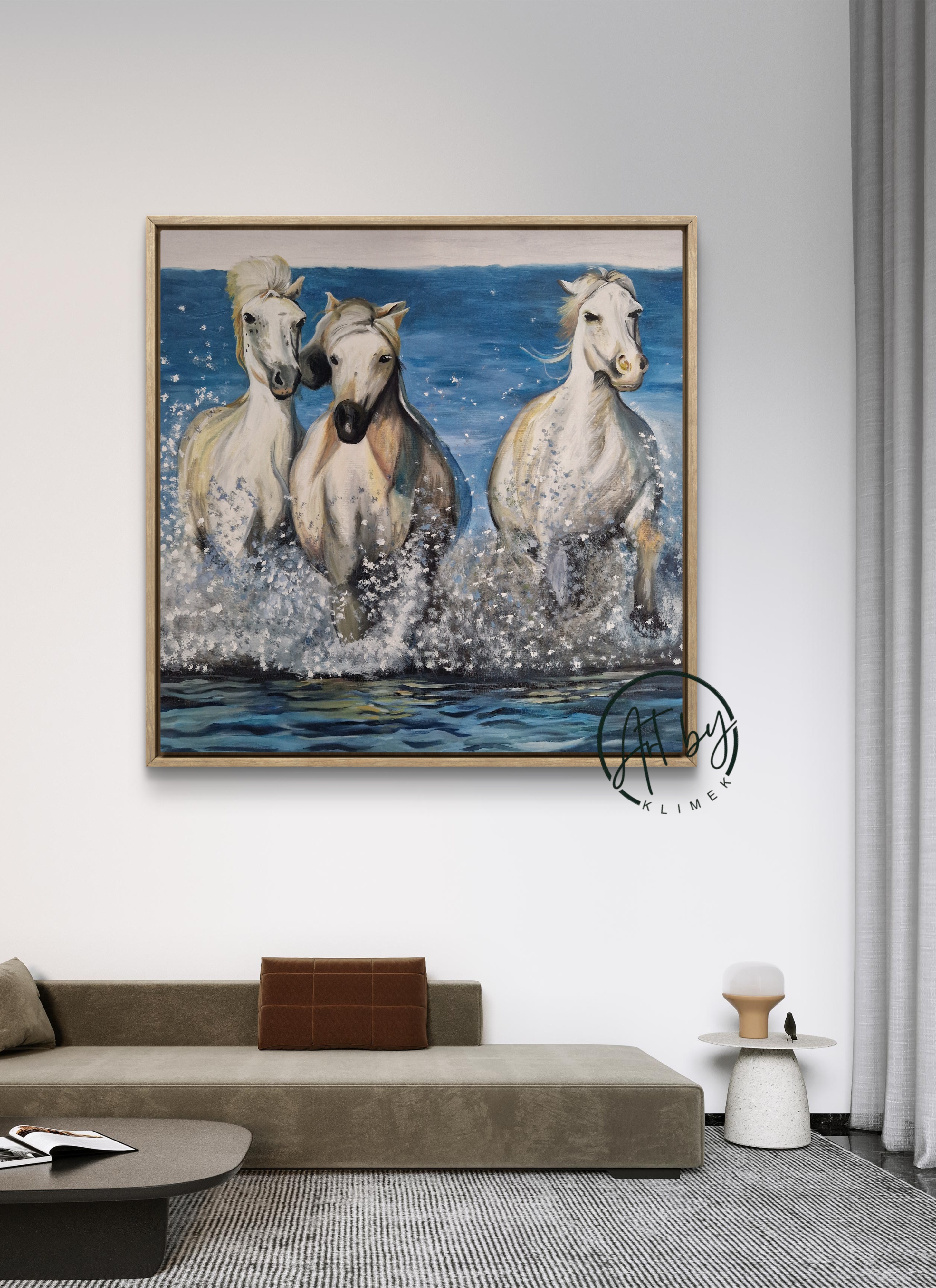Obraz "Białe konie w wodzie"