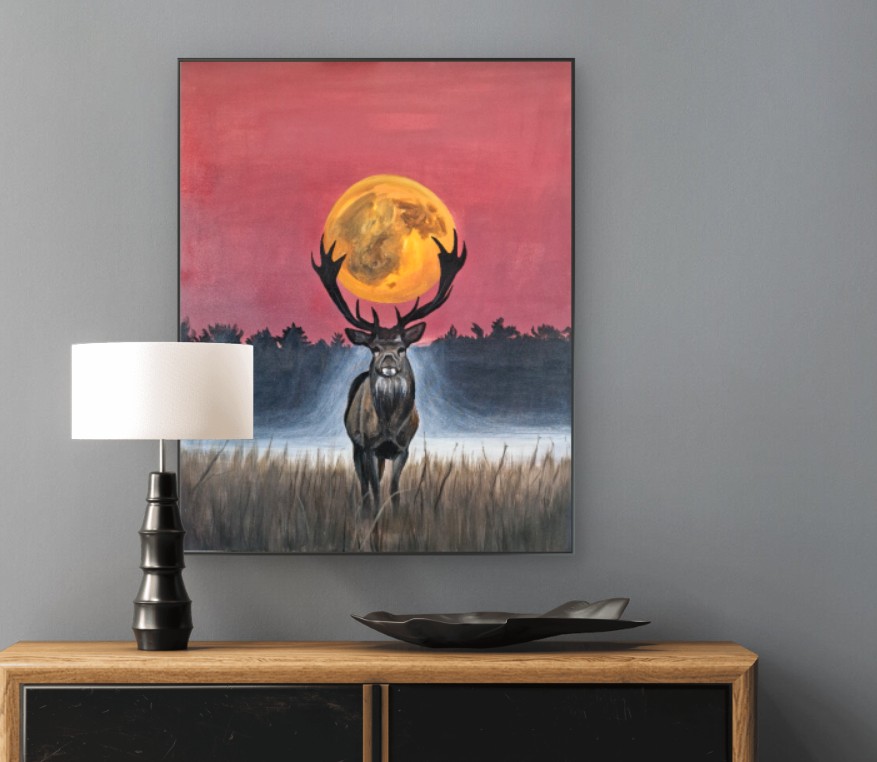 Obraz "Jeleń przy pełni księżyca"