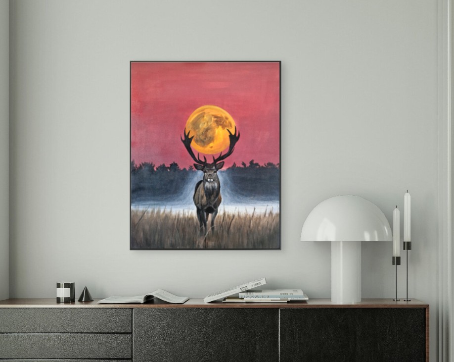 Obraz "Jeleń przy pełni księżyca"