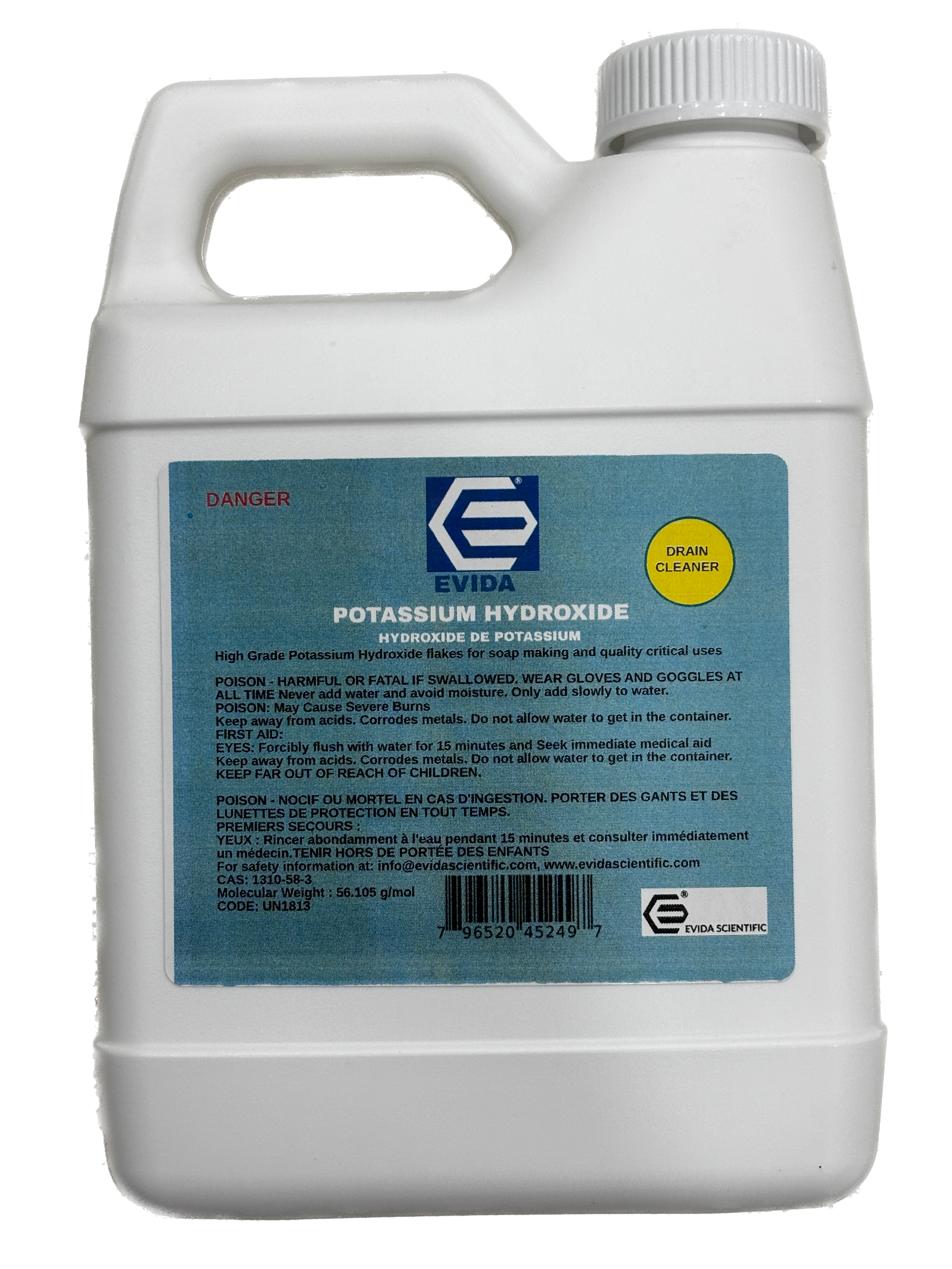 Potassium Hydroxide Flakes/Potash, 2 lb (907 g) Food Grade for Soap Making, Kosher Certified | Soap Making, Drain Cleaner, Culinary Use and Powerful degreaser