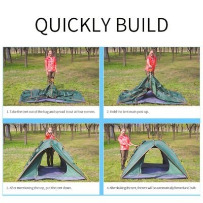 Automatic Popup Camping Tent for 2 Persons Portable Waterproof Rainproof Outdoor Easy Kemah Berkemah Aktiviti Luar Hutan Mudah Bawa Pasang 2 person