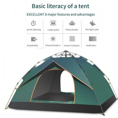 Automatic Popup Camping Tent for 2 Persons Portable Waterproof Rainproof Outdoor Easy Kemah Berkemah Aktiviti Luar Hutan Mudah Bawa Pasang 2 person
