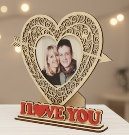 Herzförmiger Bilderrahmen "I Love You"