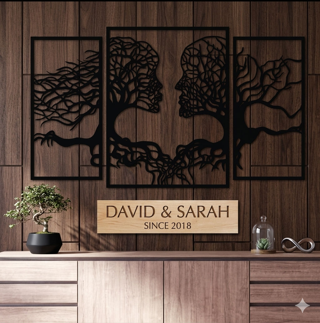 3-teiliges Wandbild – Zwei Liebende