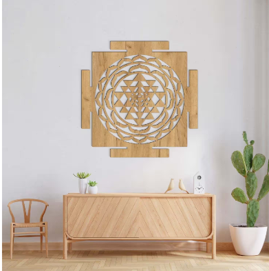 Sri Yantra Holz Wanddekor