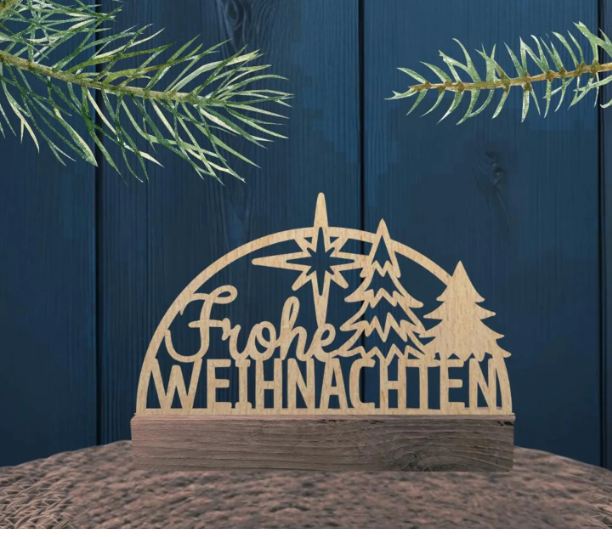 HOLZDEKORATION „FROHE WEIHNACHTEN“