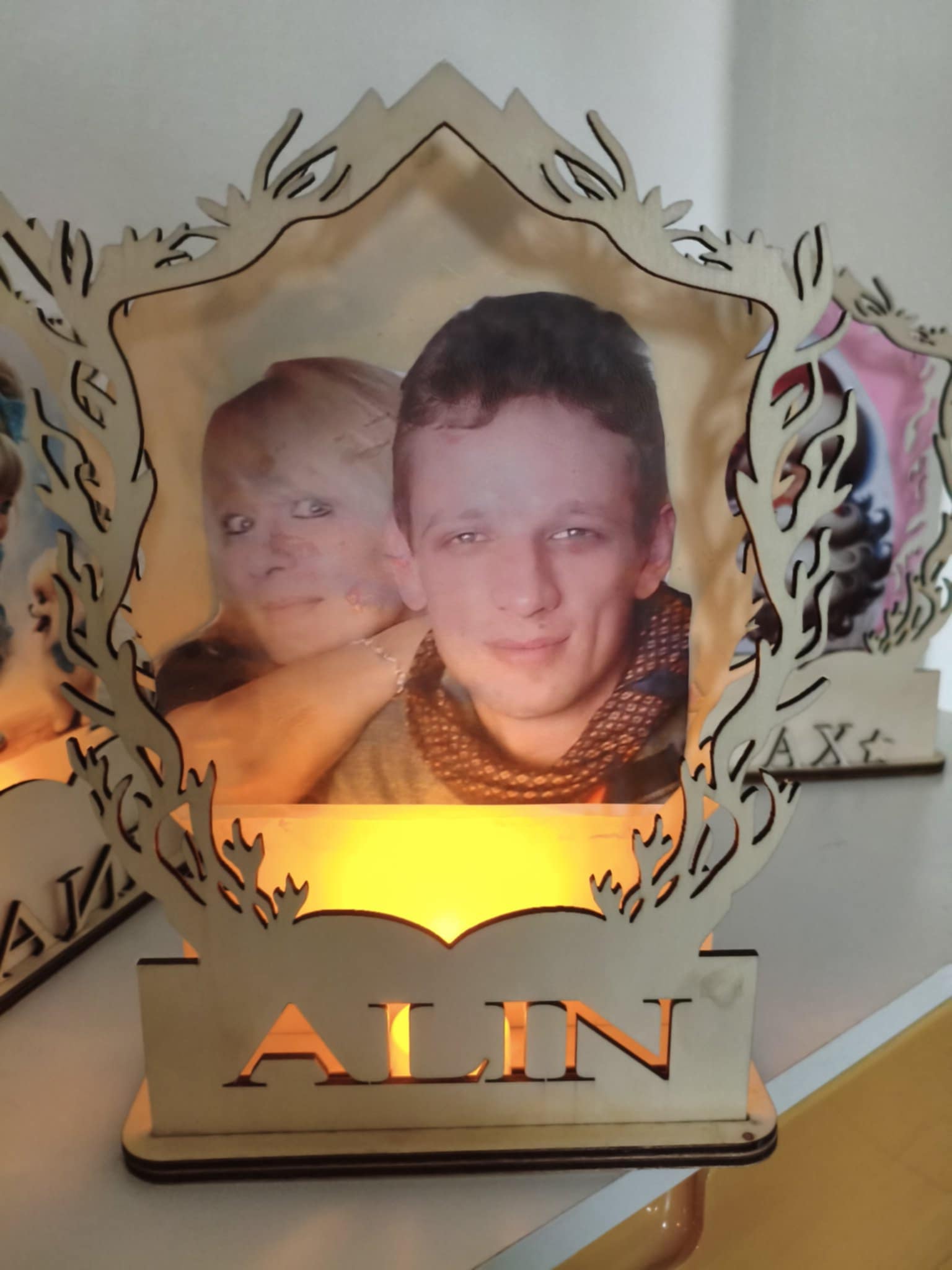 Personalisierte Foto-Lampe aus Holz