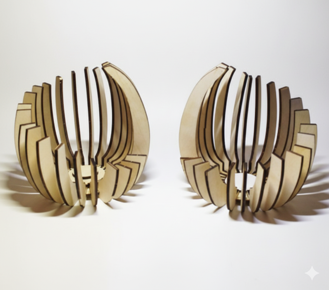 Design Holzlampen „Lotus“ – 2er Set