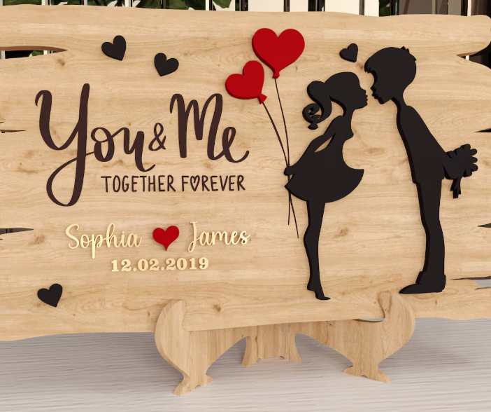 PERSONALISIERTE HOLZTAFEL „YOU & ME“ – VALENTINSTAG